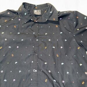 TACO BELL Shirt Mens Large Black All Over Print Hot Sauce Employee Uniform Work